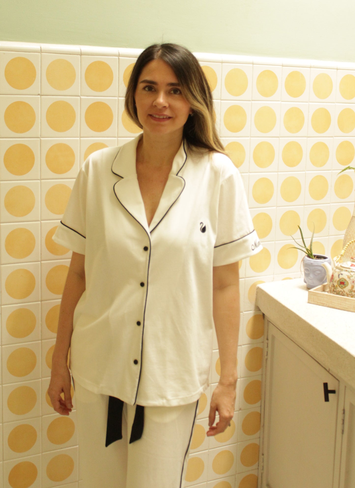 PIJAMA AMOR DE MAMÁ IVORY + NEGRO