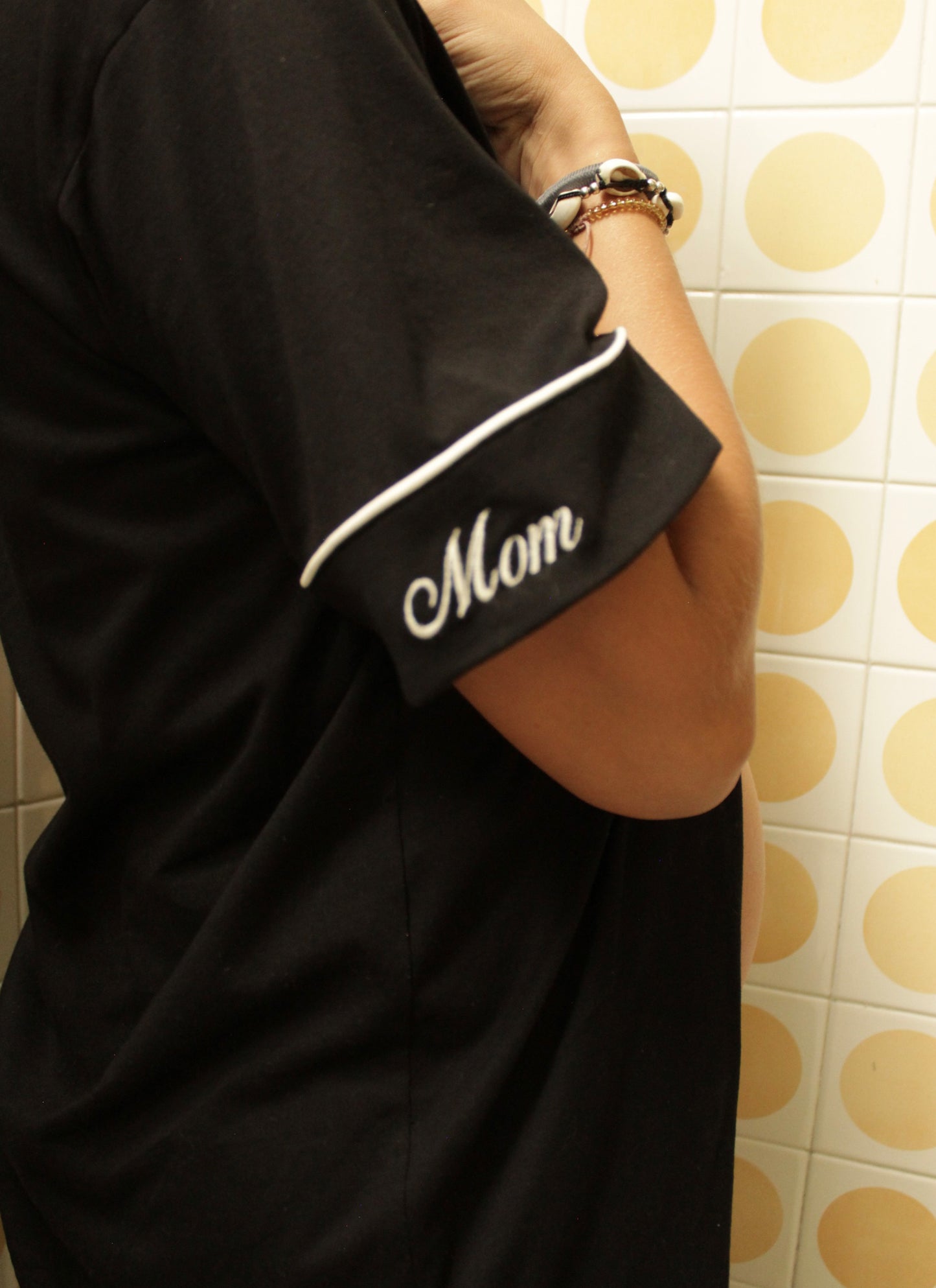 SET MANGA CORTA + PANTALON BESO DE MAMÁ NEGRO