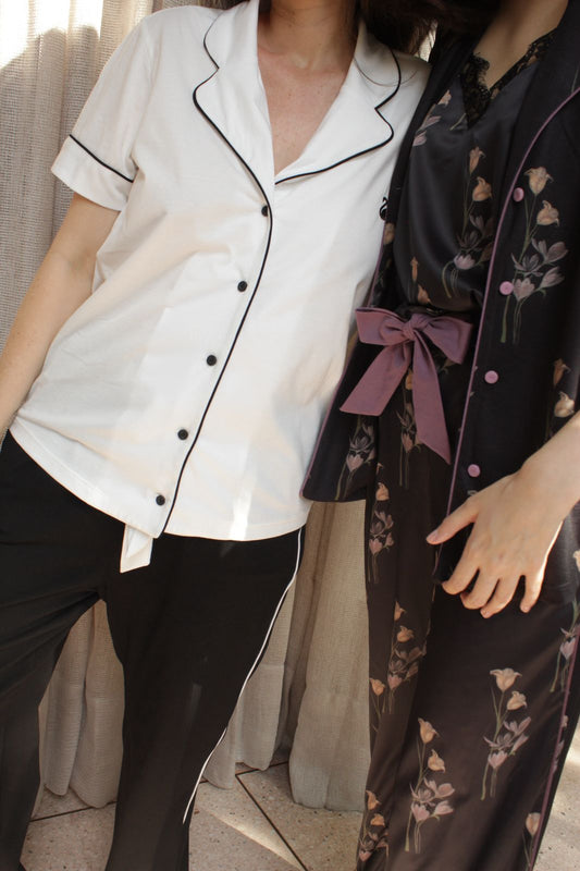 CAMISA MANGA CORTA blanca/negro