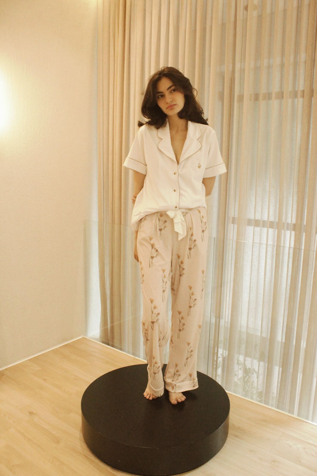 CAMISA MANGA CORTA blanca/beige