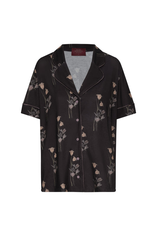 CAMISA MANGA CORTA FLORES BLACK