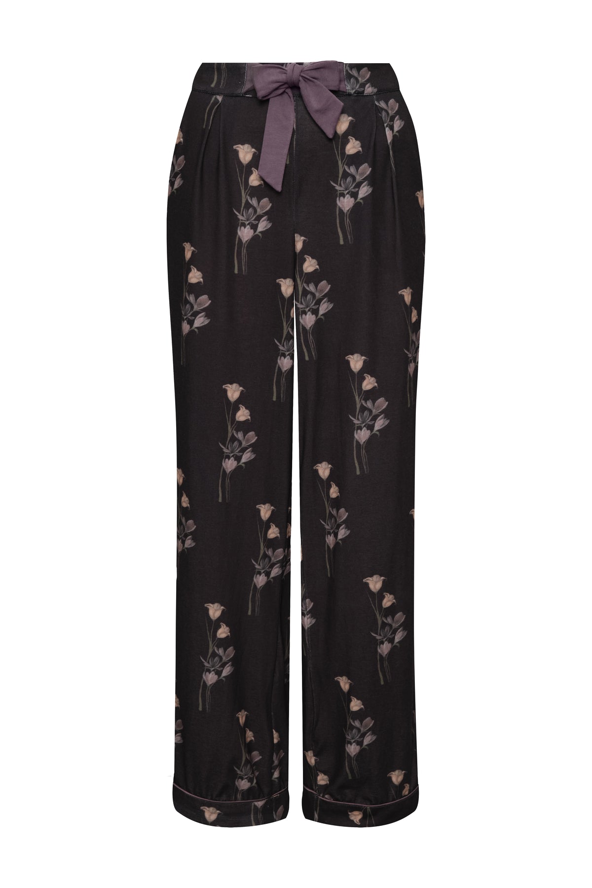 PIJAMA MANGA CORTA + PANT FLORES BLACK
